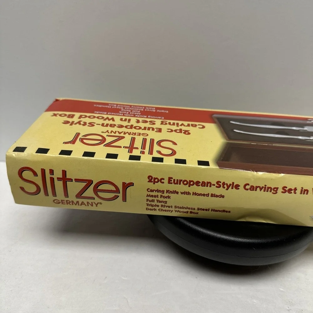 Slitzer Knife & Fork Carving Set Germany 2pc European-Style with Wooden Box